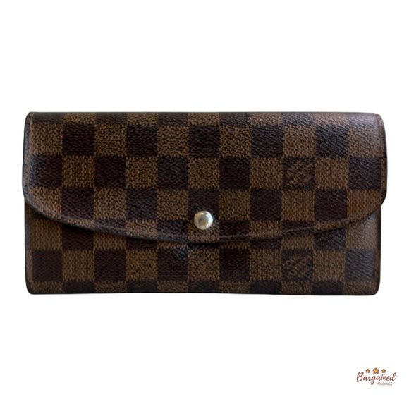 Authentic Louis Vuitton Damier Ebene Canvas Leather Emilie Long Wallet CA0193 - Picture 1 of 12